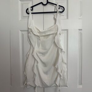 Peppermayo Elegant White Ruffle Dress S
